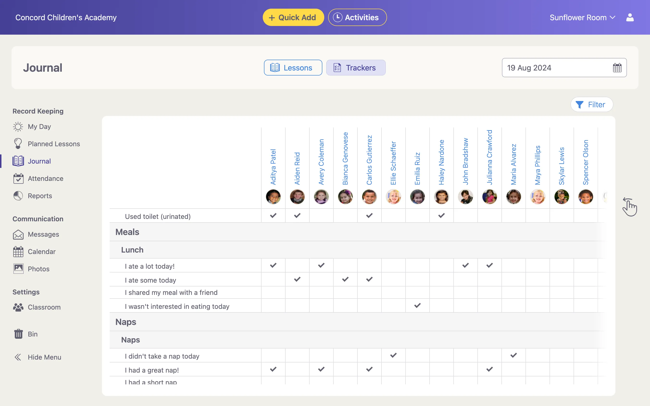 Customizable Trackers in Classroom Share